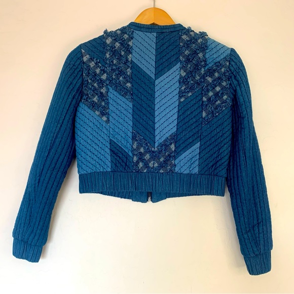 Rebecca Taylor Cropped Chambray Patchwork Jacket. Size: XS. Excellent condition - Picture 9 of 11